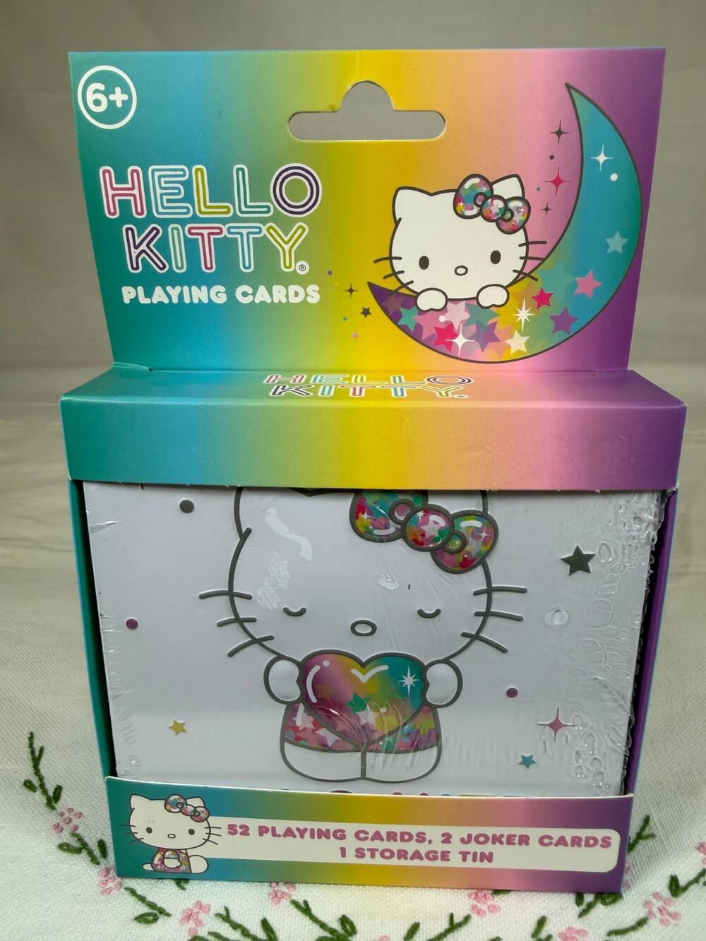 Hello Kitty Playing Cards 2024 Sanrio Rainbow 52 Cards 2 Jokers Storage Tin NEW